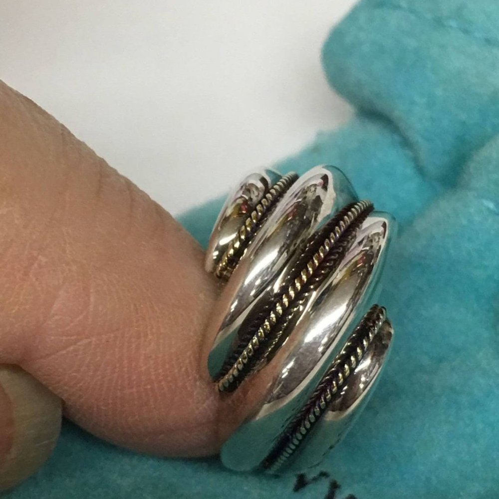STUNNING!! Authentic Tiffany & Co. Sterling Silver and 18K Gold Shrimp Ring